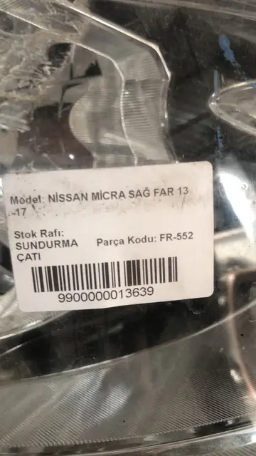 Nissan Micra Sağ Far Orjinal Çıkma 13-17
