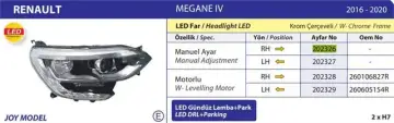 Renault Megane 4 Joy Model Ledli Krom Çerçeveli (16-20) Motorlu Sol Far